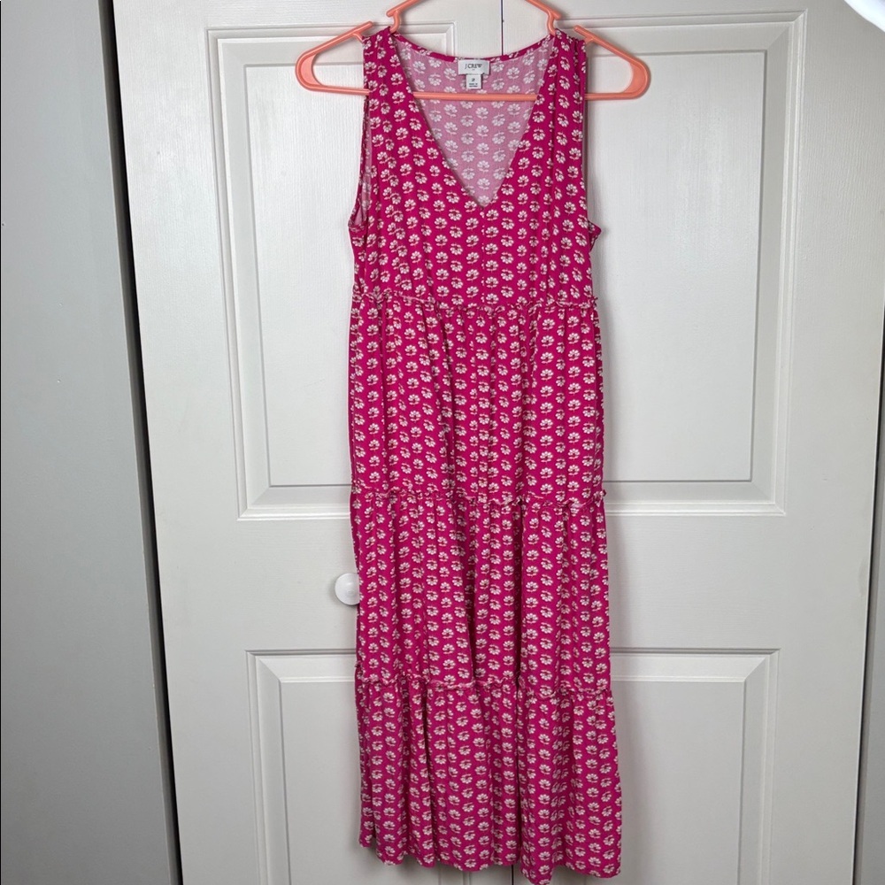 J. Crew Fuchsia Dress with White Floral Pattern - 2